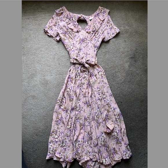 BY TiMo Ruffle Trimmed, Midi-Style Wrap Dress w/ Open Back in Pink NWOT/sz L - Picture 7 of 16